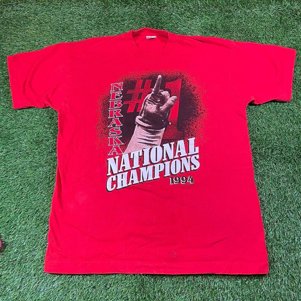 Vintage Fruit of the Loom 1994 Nebraska National Champions Red Cotton T-Shirt